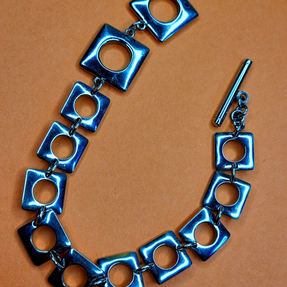 Silver Geometric Link Bracelet - image 2